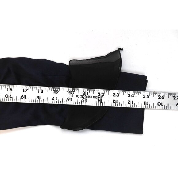 Carolina Herrera 100% Silk Elegant Navy Black Ruffle Blouse Size M- READ - Picture 9 of 11